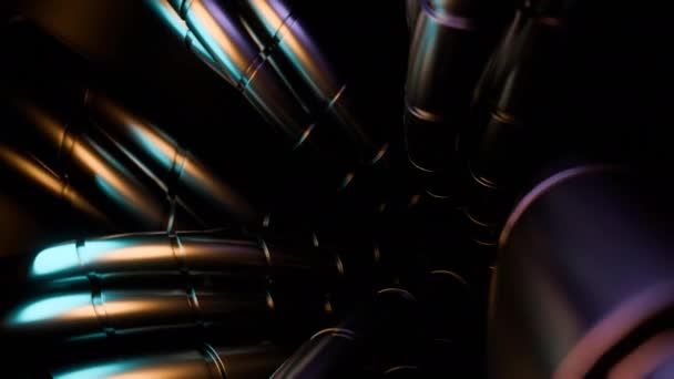 抽象的な移動金属曲げられた管 デザイン 抽象的なメカニズム デジタル抽象技術を動かす — ストック動画