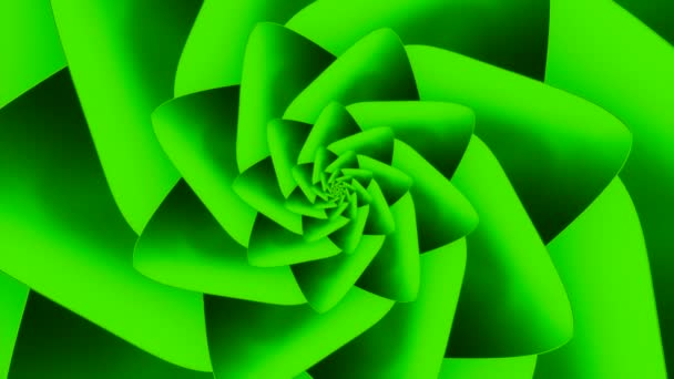 抽象的な回転するデジタル花の形 フラクタルな背景 デザイン 三角形のスピニング催眠術の形状 — ストック動画