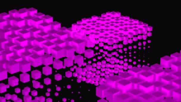 Абстрактные Прыжки Ярких Кубиков Похожих Цифровые Облака Дизайн Яркие Кубические — стоковое видео