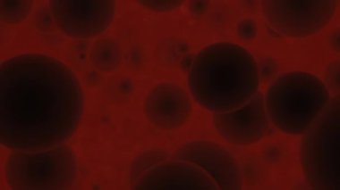 Mikroskobik görüntüdeki hücrelerin 3 boyutlu simülasyonu. Tasarım. Hücreli kırmızı kan akışı, ilaç kavramı 