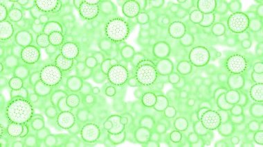  Covid virüs animasyonu. Tasarım. Yuvarlak şekilli virüs veya bakteri, ilaç kavramı