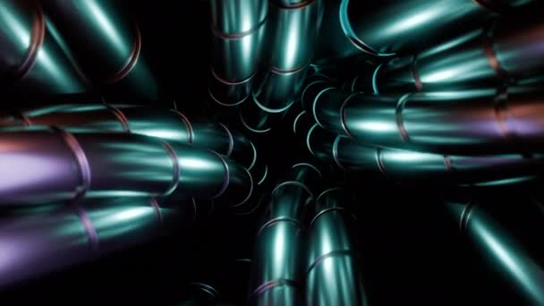 Siyah Arka Plandaki Yılanlara Benzer Metal Krom Zincirler Tasarım Yılan — Stok video