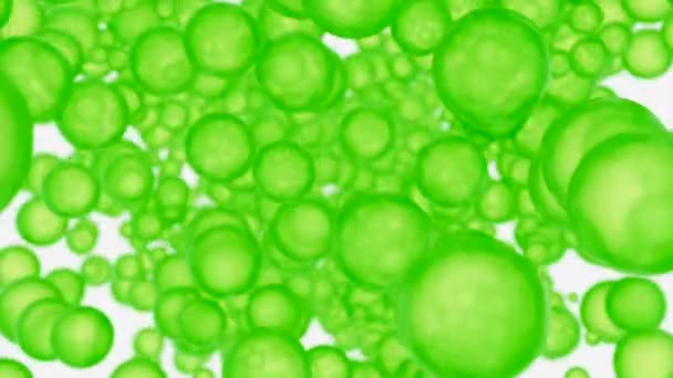 Yeşil Yüzeyi Pürüzlü Soyut Düşen Toplar Tasarım Yeşil Yuvarlak Parçacıkların — Stok video