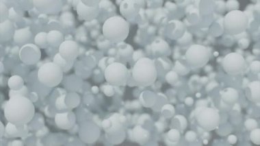 Birçok soyut izometrik küre. Tasarım. Büyük ve küçük yüzen yuvarlak 3D hücreler