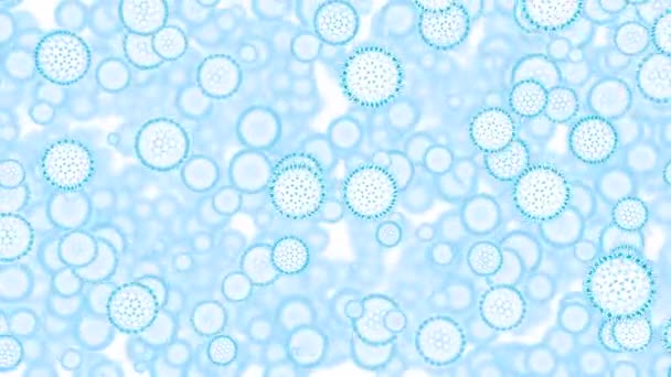 Bakteriler Arasındaki Etkileşim Tasarım Hızla Yayılan Mavi Renkli Virüs Hücreleri — Stok video
