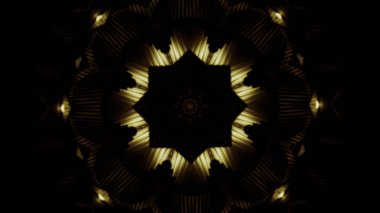 Golden shapes on black background, abstract objects. Design. Spreading and pulsating circular fractal stars clipart