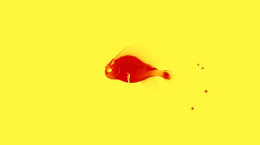 The colorful fish silhouette swimming in liquid texture. Design. Abstract fat animated fish clipart