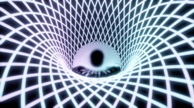 Bükülmüş ve çapraz çizgilerin soyut girdabı. Tasarım. Girdap içindeki bir kürenin optik yanılsaması