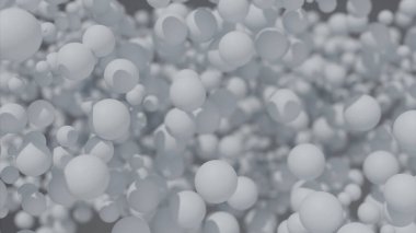 Birçok soyut izometrik küre. Tasarım. Büyük ve küçük yüzen yuvarlak 3D hücreler