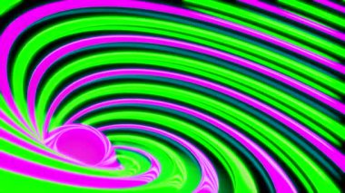 Ortasında top olan parlak bir spiral. Tasarım. Renkli 3 boyutlu spiral, ortasında çizgiler ve top var. Lolipop tarzında genişleyen renkli spirali olan top.