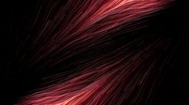 Siyah arkaplanda paralel enerji akışı. Hareket. Enerji iplikleri parlak akıntıda hareket eder. Enerji boşluğunda sirrus çizgilerinin akışı.