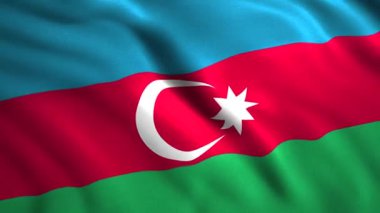 Güzel bir bayrak tuvali. Hareket. Rüzgarda dalgalanan bayrak ile üç boyutlu arka plan. Azerbaycan Cumhuriyeti 'nin hareketli tekstil bayrağının 3D animasyonu.