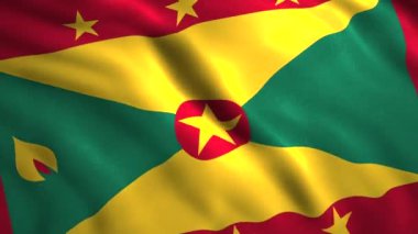 Grenada bayrağı. Hareket. Dalgalanan parlak bir ulusal sembol. Yüksek kalite 4k görüntü