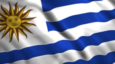 Soyut Uruguay bayrak animasyonuna yakın, kusursuz döngü. Hareket. Renkli, gerçekçi, bayrak gibi düz bir bez sallıyor.