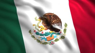Sallanan bayrağı olan güzel bir arka plan. Hareket. Dalgalar halinde hareket eden ülke bayrağının 3 boyutlu animasyonu. Meksika 'nın güzel bayrağı.