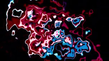 Renkli plazma deseni. Hareket. Psikedelik kıvrımlar ve flaşlar. Enerji, renkli psikedelik desenlerle yanıp sönüyor. Işıklı enerji plazması.