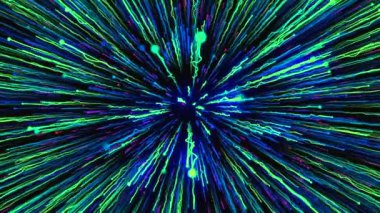 Siyah arka planda yeşil tonların soyut havai fişek çizgileri. Hareket. Kutlama ve tatil kavramı