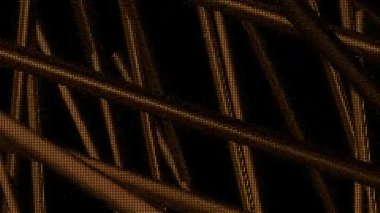 3D hareketle altın çizgiler. Animasyondaki altın renkli bir binadaki siyah görüntüler farklı açılardan gösteriliyor. Yüksek kalite 4k görüntü