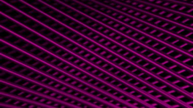 Violet parlak desenler. Hareketler. Üzerinde üç boyutlu, parlak ince çizgilerin hareket edip pozisyon değiştirdiği siyah bir arkaplan. Yüksek kalite 4k görüntü