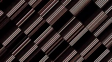 Siyah arkaplandaki dar çizgilerle yanıp sönen arıza efekti, kusursuz döngü. Hareket. Kahverengi yanıp sönen çizgiler