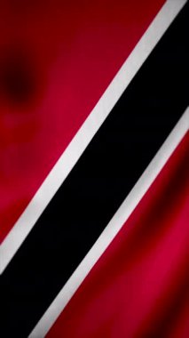 Trinidad ve Tobago bayrak sallıyor. Medya. Gerçekçi bayrağın kumaş dokusu. Dikey video