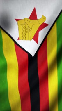 Zimbabwe bayrağı rüzgarda dalgalanıyor. Medya. Zimbabwe 'nin ulusal bayrağı. Dikey video