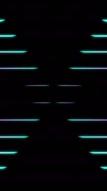 Siyah arkaplan. Tasarım. Parlak mavi ve mor çizgiler. Parıldayan ve parıldayan animasyonda yaratılmış. Yüksek kalite 4k görüntü