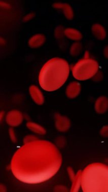 Atardamardaki kırmızı kan hücreleri kan dolaşımına karışıyor. Tasarım. Damarlarda dolaşan 3 boyutlu hemoglobin hücreleri.