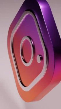 3D dönen Instagram logosu, simge veya sembol animasyonu. Tasarım. Sosyal medya kavramı, sosyal ağ, instagram eğilimleri. Sadece yazı işleri için.