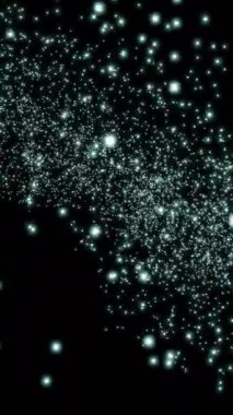 Samanyolu arka planında kozmik yuvarlak küçük parçacıklar. Tasarım. Yıldızların arasında uçan uzay tozu