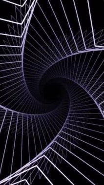 Hipnotik 3 boyutlu spiral yıldız şeklinde. Tasarım. Üç boyutlu modelleme çizgileri siyah arkaplanda spiral şeklinde hareket eder. Girdap şeklindeki çizgilerin sarmalı.