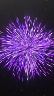 Uzayda sarmal akımın renkli patlaması. Hareket. Akıntıda yoğun parçacıkların kozmik patlaması. Dış uzayda renkli enerji sarmalı akar..