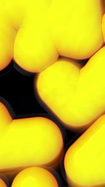 Büyük ve oval bokeh ampulleri. Hareket. Siyah ekranın üzerinde yanıp sönen oval şekiller