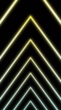 Siyah üçgen bir tünel. Tasarım. Soyutlama tüneli gibi parlayan üçgenler. Yüksek kalite 4k görüntü