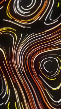 Neon çizgileri olan topografik desen. Hareket. Güzel neon çizgileri kıvrımlı akarsularda hareket ederek oval desenler oluşturur. Neon çizgilerinin ahşap ya da mermer deseni.