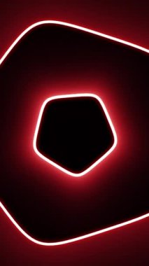 Hareketli beşgenler. Hareket. Geometrik şekillerin titreşimli dalgaları. Pentagonlar dönen tünelde hareket eder.