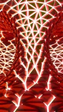 Parlayan 3D kasırgalar. Tasarım. Parlak çizgileri olan üç boyutlu bir döngü. Döngülü boşluğu ve parlak çatlakları olan bilim kurgu ağacı.