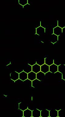 Altıgen şekilli modern geometrik arkaplan. Tasarım. Altıgen ızgaranın yeşil ve siyah animasyonu