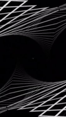 Siyah arka plan. Tasarım. Soyutladığın beyaz çizgiler farklı şekillerde hareket ediyor. Yüksek kalite 4k görüntü