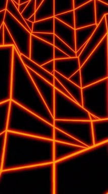 Siyah bir arkaplan üzerinde soyut hareketli dönüşümlü neon ızgarası. Tasarım. Dağlık yolun dağ siluetleriyle görselleştirilmesi