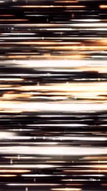 Siyah bir zemin üzerinde akan kozmik enerjinin renkli soyut akışı. Medya. Dümdüz hareket eden parlak ışınlar. Dikey video