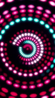 Birkaç parlayan ile renkli dans pistine. Ses dalgaları, çizgiler ve ışık dansı. Gökkuşağı renkleri yelpazesi. Disko dans ve elektronik müzik arka plan. Daire Ses Ekolayzır arka plan ile