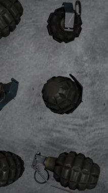 İzole el bombası. Yeşil metal el bombası yuvarlak iğne ile.