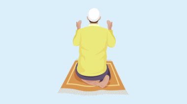 Bir adam huzurlu bir şekilde paspasın üzerinde dua ederken resmedilir. Huzurlu ve huzurlu bir ortamda derin bir bağlılığı somutlaştırır.