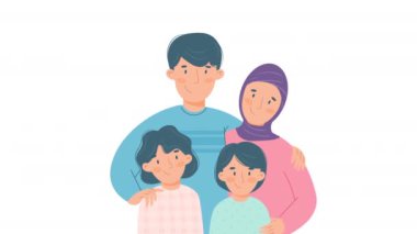 Renkli bir aile portresi. Sevgi, neşe ve beraberlik, neşeli ifadeler ve gülümsemeler sergiliyor.