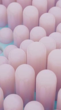 Deliklerin arasında yukarı aşağı hareket eden düz üç boyutlu şekillerle delinmiş bir yüzey. Tasarım. Soyut şekillerin dalgalı hareketi