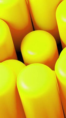 Çizgi film tarzında 3 boyutlu çubukları taşımak. Tasarım. Yükselen ve düşen 3D kolonlar. Modern tasarımda yuvarlak sütunların 3D hareketi.