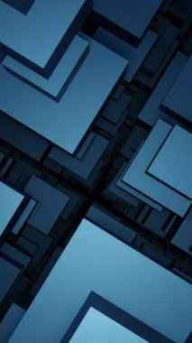 Küplerle üç boyutlu uzayda hareket. Tasarım. Çok katlı uzayda 3D dudaklı bir tünel. Küp koridorlu 3 boyutlu uzayda perspektif.