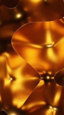 Soyut altın sıvı hareket ediyor. Tasarım. Altın metal sıvı kıvrımlarda hareket eder. Erimiş metal, altın parıltıyla hareket eder. Yüksek kalite 4k görüntü