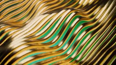 Bu zarif, soyut bir tasarım, sergilenen çizgiler sergileniyor. Sersemletici altın ve yeşil renklerle süslenmiş.